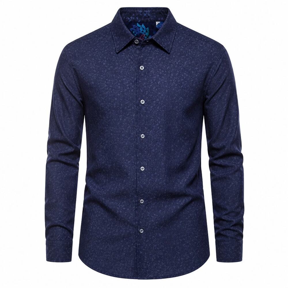 Robert Graham Cullen Jacquard Shirt 2XL Navy Blue Long Sleeve Classic Fit EUC